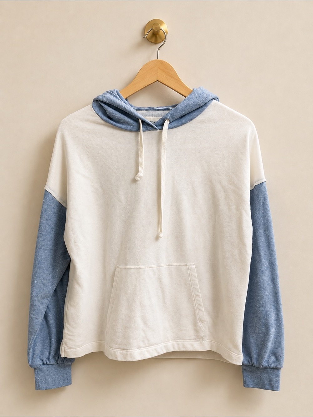 Madewell MWL Colorblock Hoodie Sweatshirt Size Small Blue & Ivory